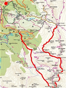 Percorso escursione sulle dolomiti del Brenta